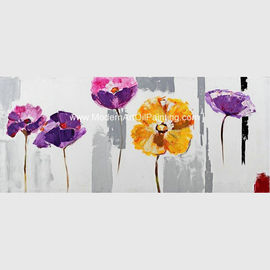 Résumé peint à la main Art Canvas Paintings, art floral pourpre acrylique de mur