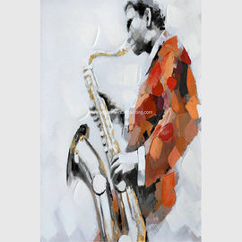 Décor moderne fait sur commande d'Art Handmade Canvas Saxophone Room d'abrégé sur peinture à l'huile