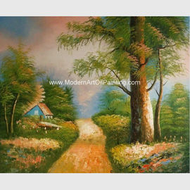 Paysage abstrait Art Environmental de palette de couteau de paysage de cottages verts de peinture