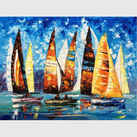 Peinture à l'huile abstraite de bateau de navigation par le couteau de palette/peinture à l'huile épaisse peinte à la main