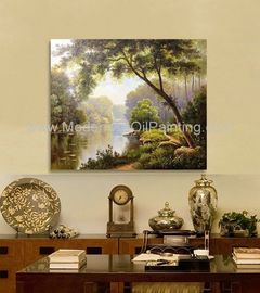 Salle à manger de peinture de paysage d'abrégé sur arbre de montagne de toile