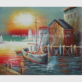 Les bateaux oranges de Senery de lever de soleil la toile Art For Parlour de voilier de peinture à l'huile