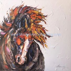 Art animal de mur de toile de peinture épaisse de texture de cheval de résumé