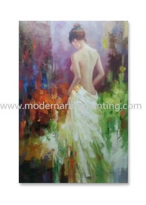 Peinture à l'huile moderne peinte à la main de femme de toile pour la décoration intérieure 24&quot; X 36&quot;