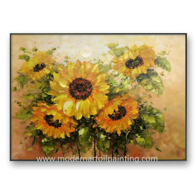 Sunflower Palette Knife Oil Painting Flowers Wall Art For Bedroom