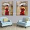 Art Oil Painting Decorative Wall moderne acrylique Art Girl avec la robe rouge sur la toile