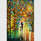 Peinture faite main d'art de couteau sur la vue colorée de nuit de toile pour la décoration de mur
