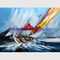Les bateaux à voile la peinture à l'huile, peinture à l'huile peinte à la main de paysage marin pour le décor de mur