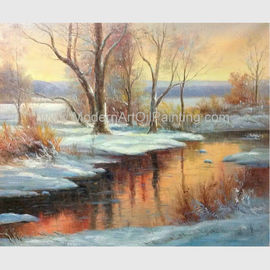 Peinture à l'huile faite main de paysage de neige classique d'hiver pour décoratif à la maison