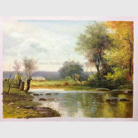 Aménagement original impressionniste de roche de rivière de peintures de paysage d'huile fait main sur la toile