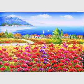 Peintures à l'huile rouges de mer de Poppy Floral Oil Painting Mediterranean par le couteau