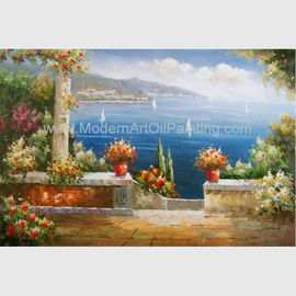 Port méditerranéen de vacances d'Art Sea Landscape Oil Painting de mur de jardin