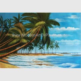 Les peintures hawaïennes peintes à la main d'illustration, arbres de noix de coco aménagent la peinture à l'huile en parc sur la toile