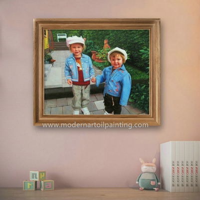 Toile réaliste d'enfants de portraits faits sur commande de peinture à l'huile des photos