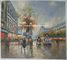 Huile encadrée de peinture à l'huile de scène de rue de Paris sur la toile pour le salon Deco