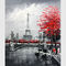 Streetscape moderne de peinture à l'huile de Paris de toile fait main par le couteau de palette