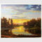 Peinture de paysage classique de coucher du soleil de paysage de peinture à l'huile de nature avec le courant